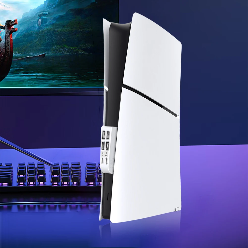 USB Hub with 4 USB + 2 Type C Port USB Splitter Expander Hub Adapter Splitter Expander for  Slim for Playstation 5 Slim