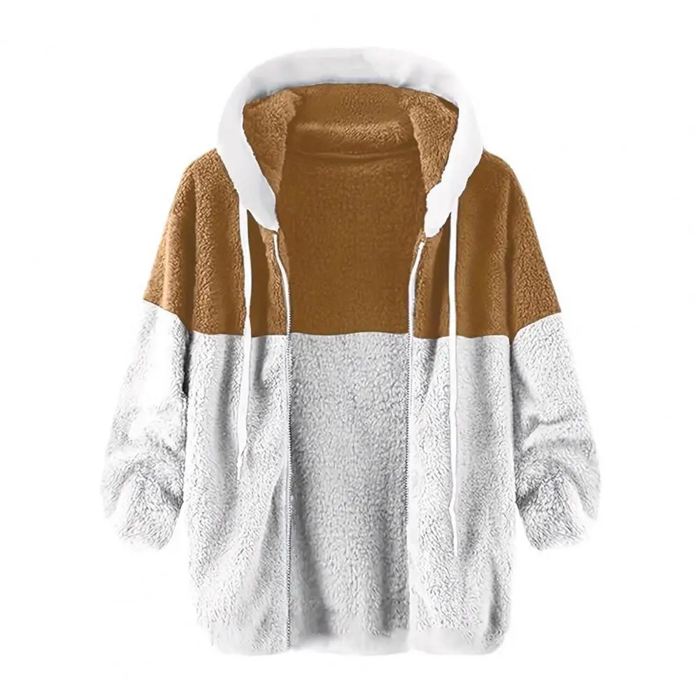 الرجال الخريف الشتاء الوجهين الصوف سترة دافئة فضفاضة أفخم مقنعين سترة عادية التباين اللون زمم البلوز #3