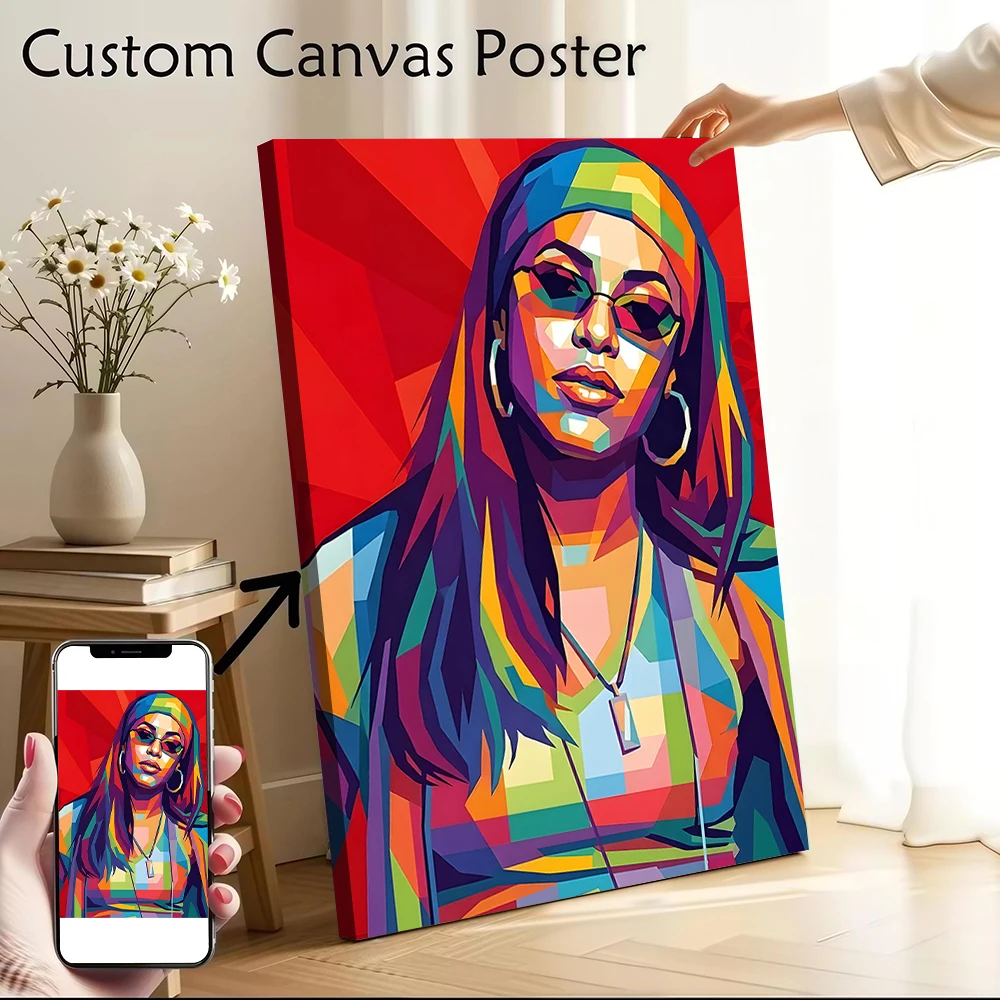 

Aaliyah Wpap Canvas Poster Customizable Printed Canvas Painting Wall Art for Fans Decor Room Decorative Paintings Wand Deko Arts