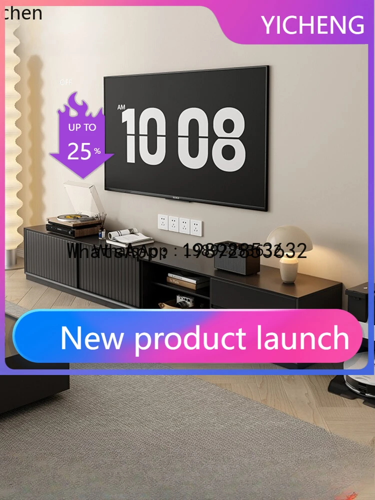 

X1 Solid Wood TV Cabinet Living Room Simple Modern Black Wall Floor TV Cabinet living room decoration