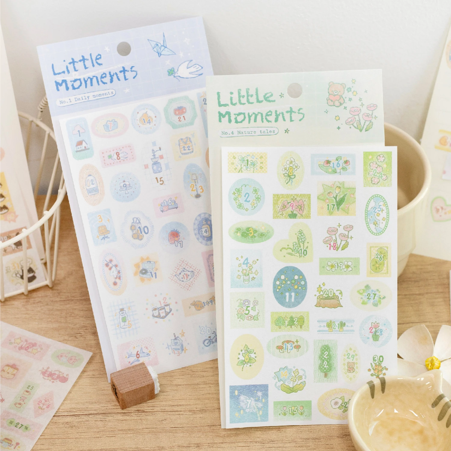 2sheets Small Time Series Kawaii Ins Healing Series Die Cutting Label Stickers DIY Diary Scrapbook Aesthetics Stationery Sticker