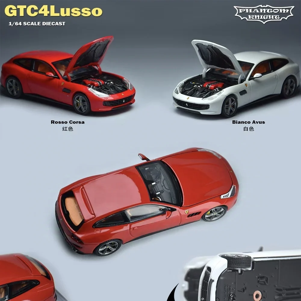 PK 1:64 Leap Horse GTC4 Lusso غطاء أمامي أحمر قياسي قابل للفتح مجموعة نماذج سيارة مصنوعة من خليط معدني