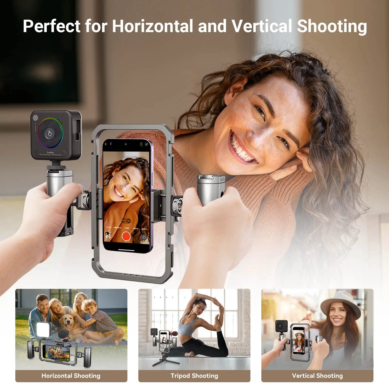 Small rig universal handy cage für iphone 14/15 pro für samsung smartphone video rig w kalt schuh für stativ licht griff