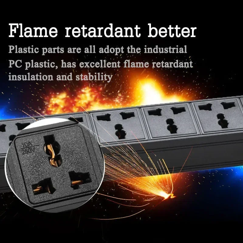 Rack Mount PDU Power Strip C14 interface Metal Sehll 2/3/4/5/6/7 Universal Socket Digital Ampermeter Voltmeter Ammeter