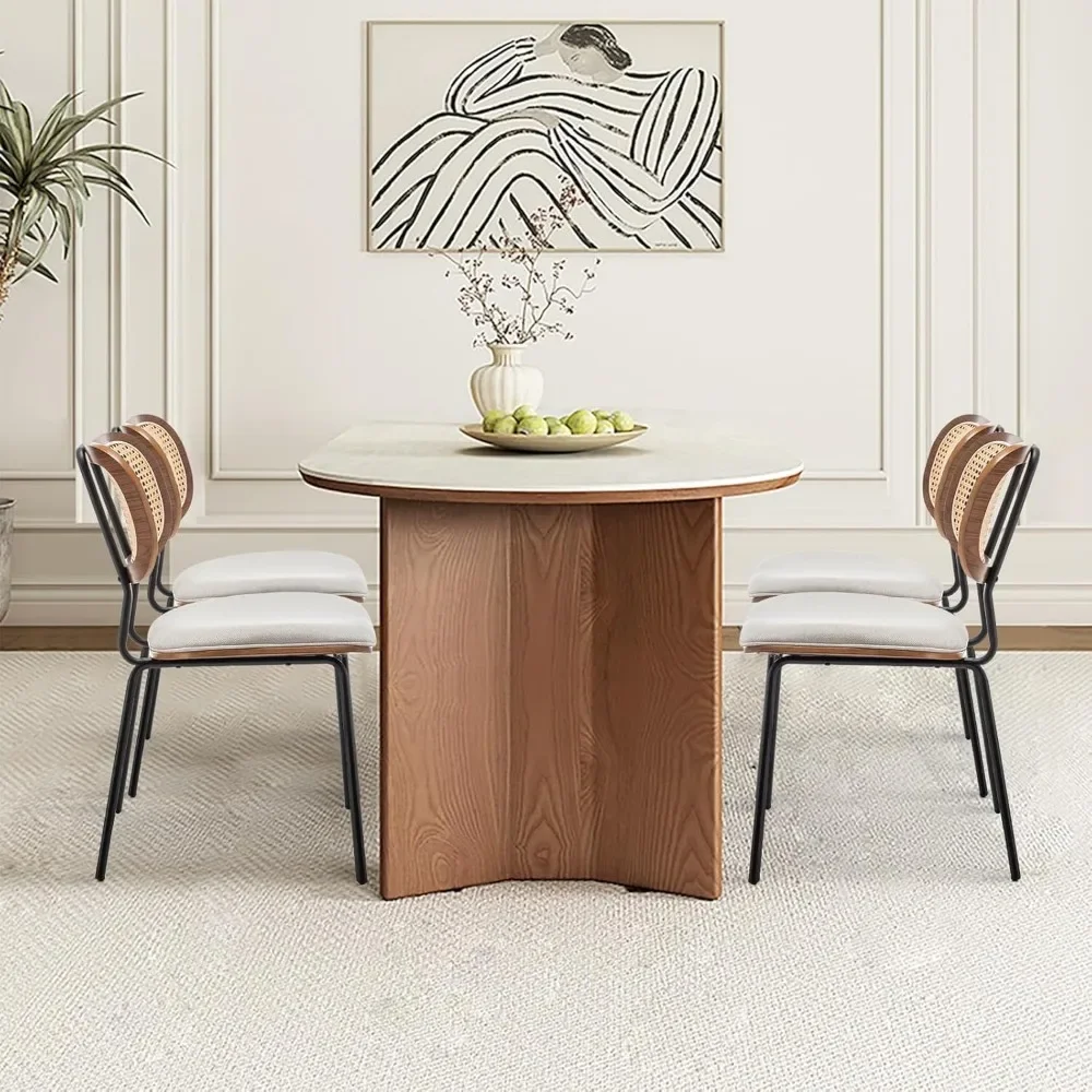 Rattan Dining Chairs Set of 2,Upholstered Kitchen Chairs,Mid Century Modern Dining Chairs,Kitchen & Dining Room Chairs