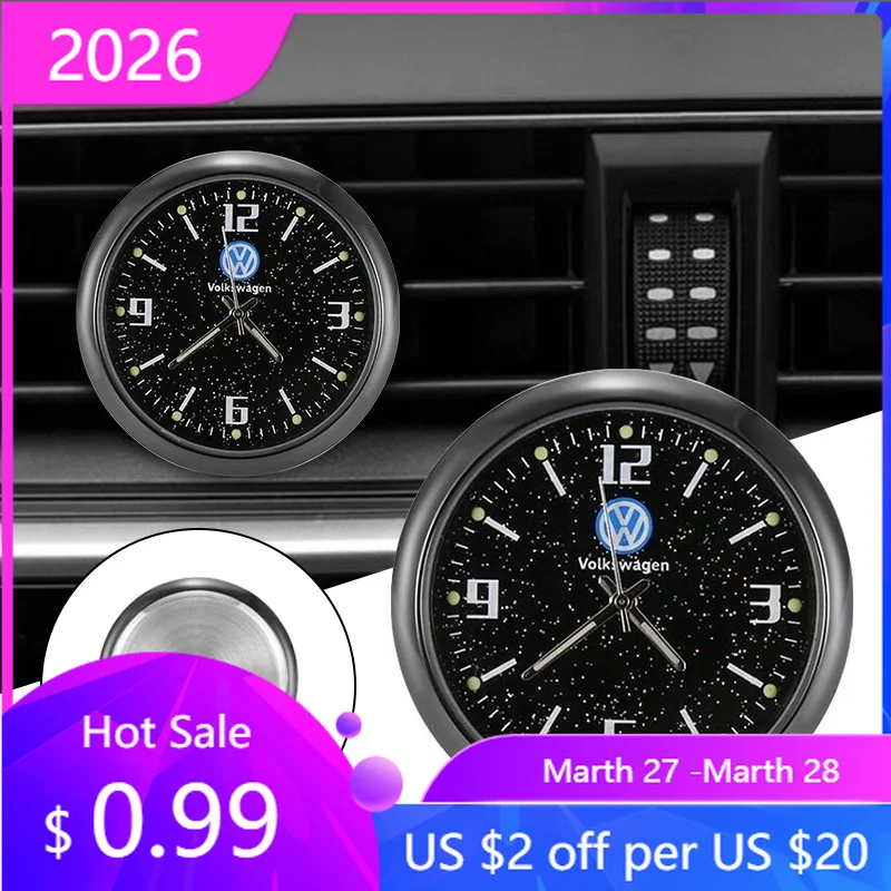 

VW GTI GOLF 2026 Горячие для VW VOLKSWAGEN для VW Volkswagen Golf Polo Passat Touran Автомобильные часы Светящиеся автомобили Внутренний Stick-O