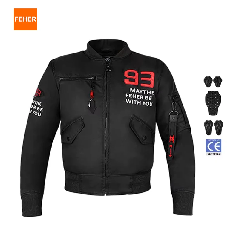 

FEHER Men's Bomber Jacket Autumn and Winter Seasons, Windproof, Wear-resistant for Motorcycle Riding & Daily Casual Streetwear