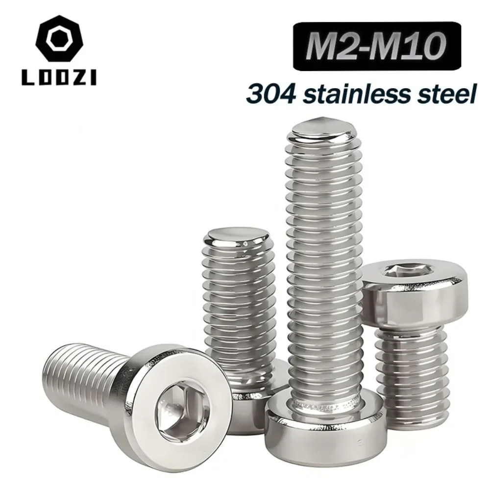 M2 M2.5 M3 M4 M5 M6 M8 M10 DIN7984 304 Stainless Steel Hex Hexagon Socket Thin Low Short Profile Head Allen Cap Bolt Screw