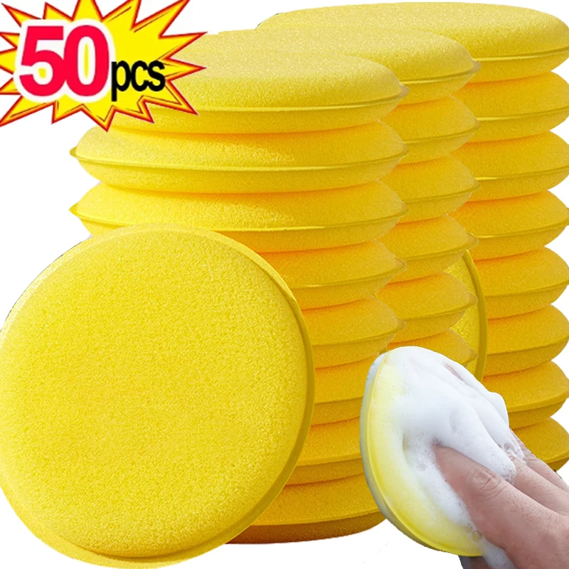 10/50Pcs Car Waxing Polish Wax Foam Sponge Applicator Pads Yellow blue Cleaning Sponge Clean Washer Washing Tools Car Cleaning