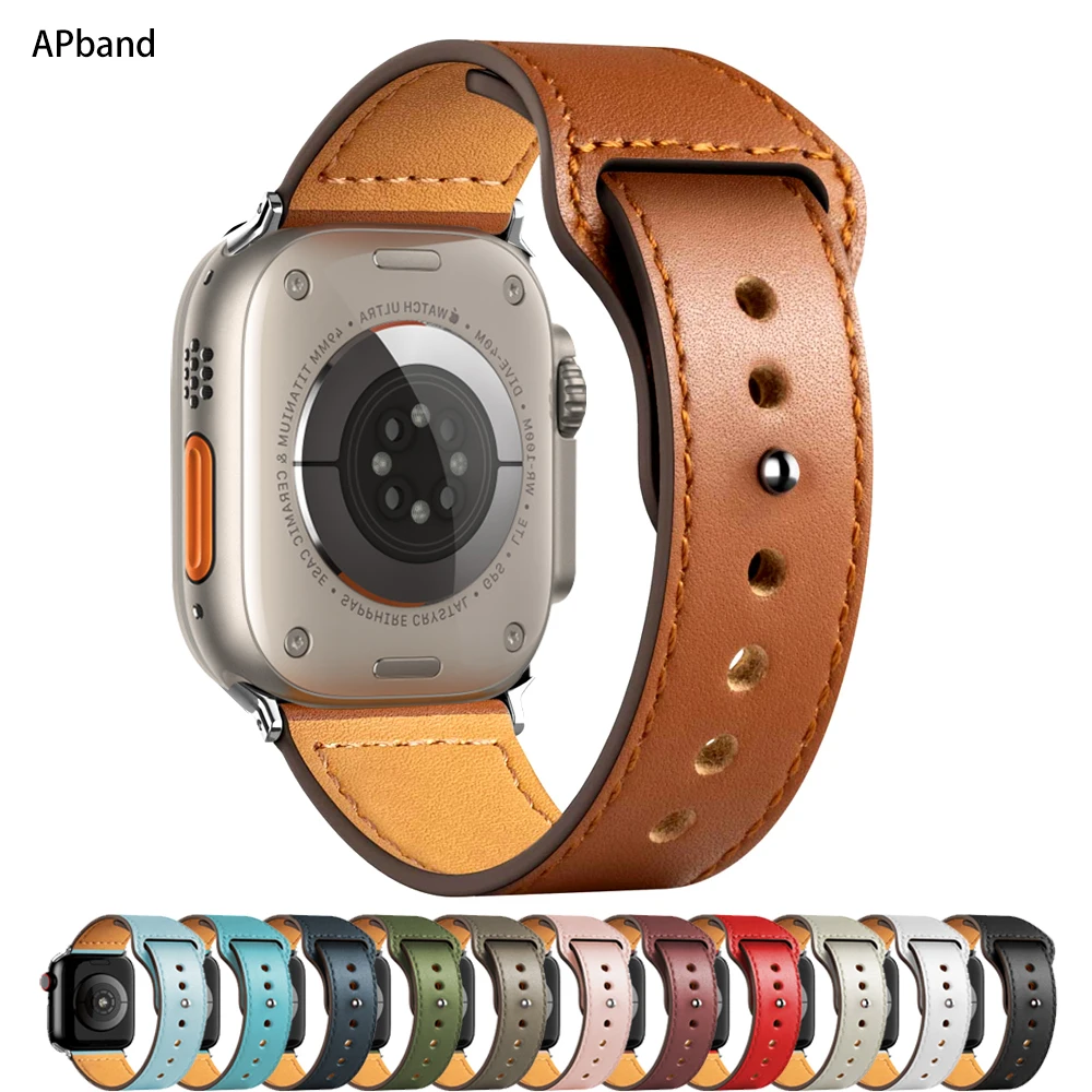 Leather strap For Apple watch band 45mm 44mm 49mm 41mm 40mm 42mm 38mm wristband bracelet iWatch series ultra 9 3 7 8 SE ultra 2