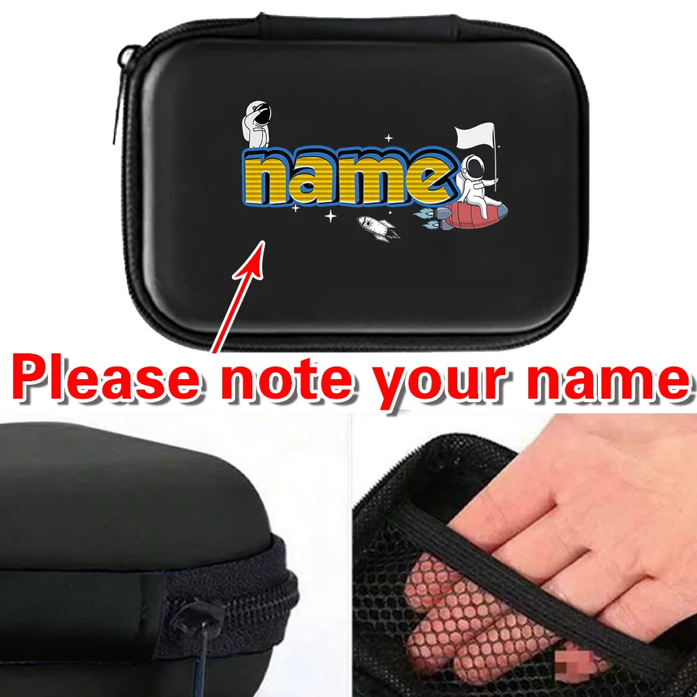 Personalized Customized Name Headphones Digital Accessory Storage Box Data Cable Portable Unisex Zipper Cases Custom Products