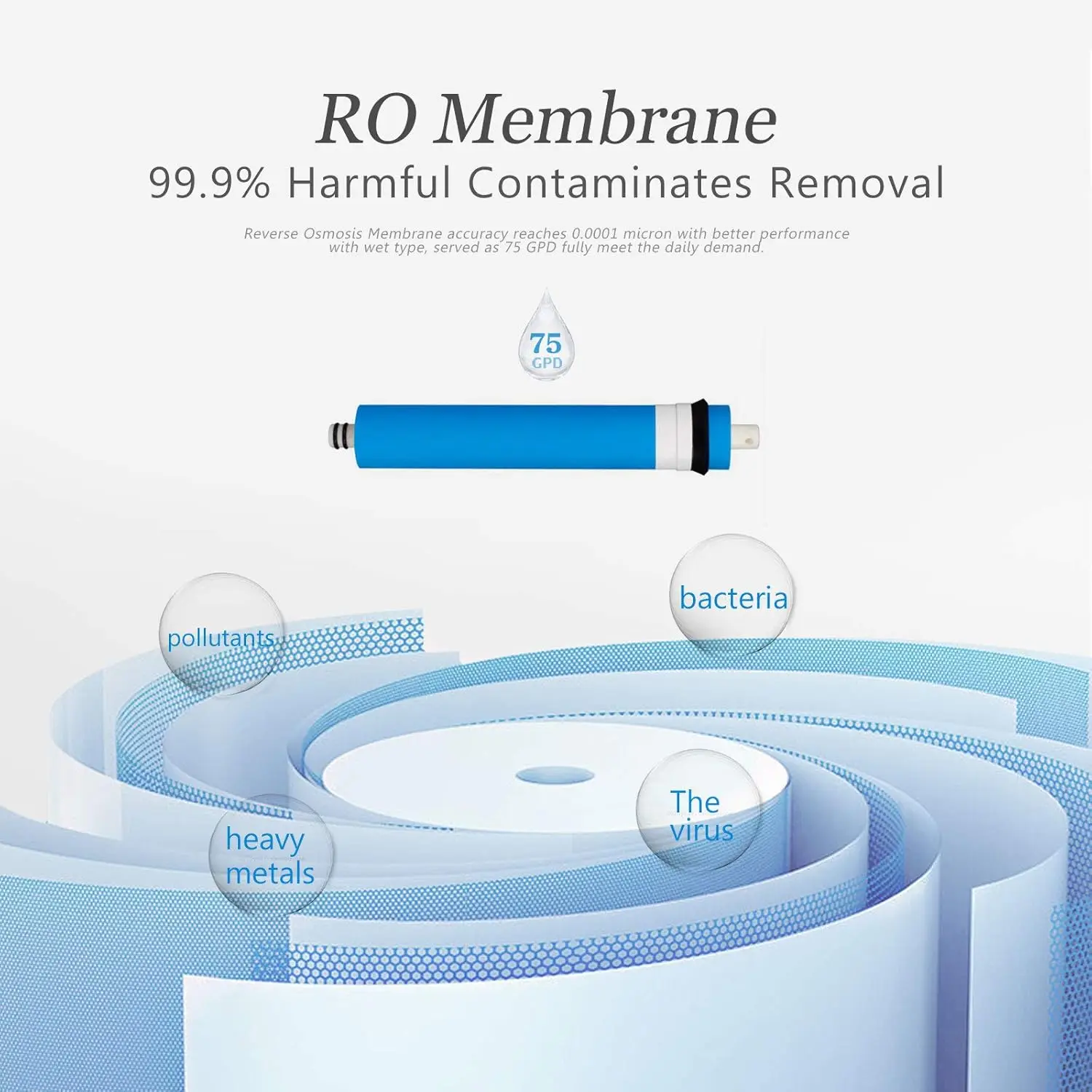 Sistema de filtración de agua por ósmosis 75GP 6, sistema de suavizante y filtro RO de eliminación alcalina de pH+ debajo del fregadero