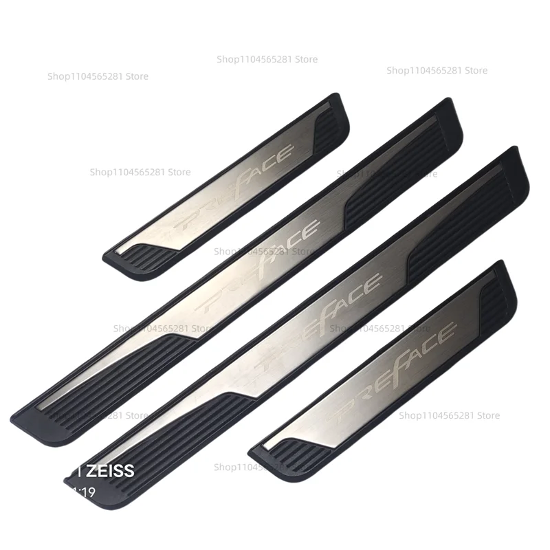 For GEELY preface 2023 2024 Car Accessories Door Sill Protector Scuff Plate Pedal Stickers Trim Styling