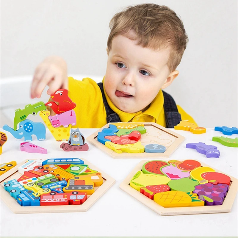 Giocattolo per bambini Puzzle in legno Puzzle di intelligenza per bambini Sviluppo Ealia educativo per puzzle