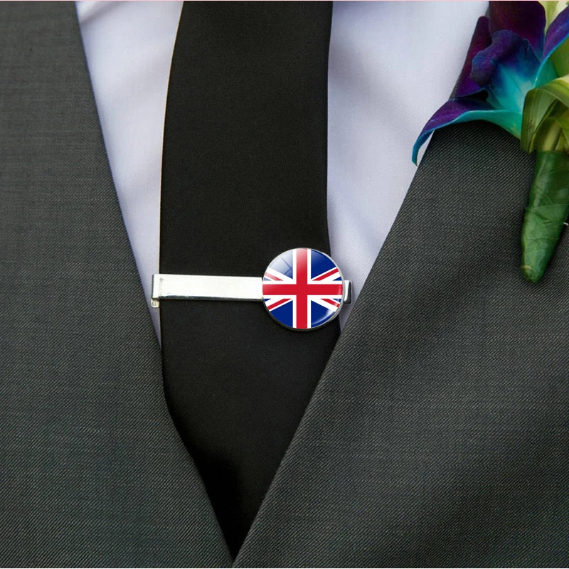 30 Countries National Flag Tie Clips Men Fashion Metal Necktie USA Flag Clip Pins Button Wedding Suit Accessories