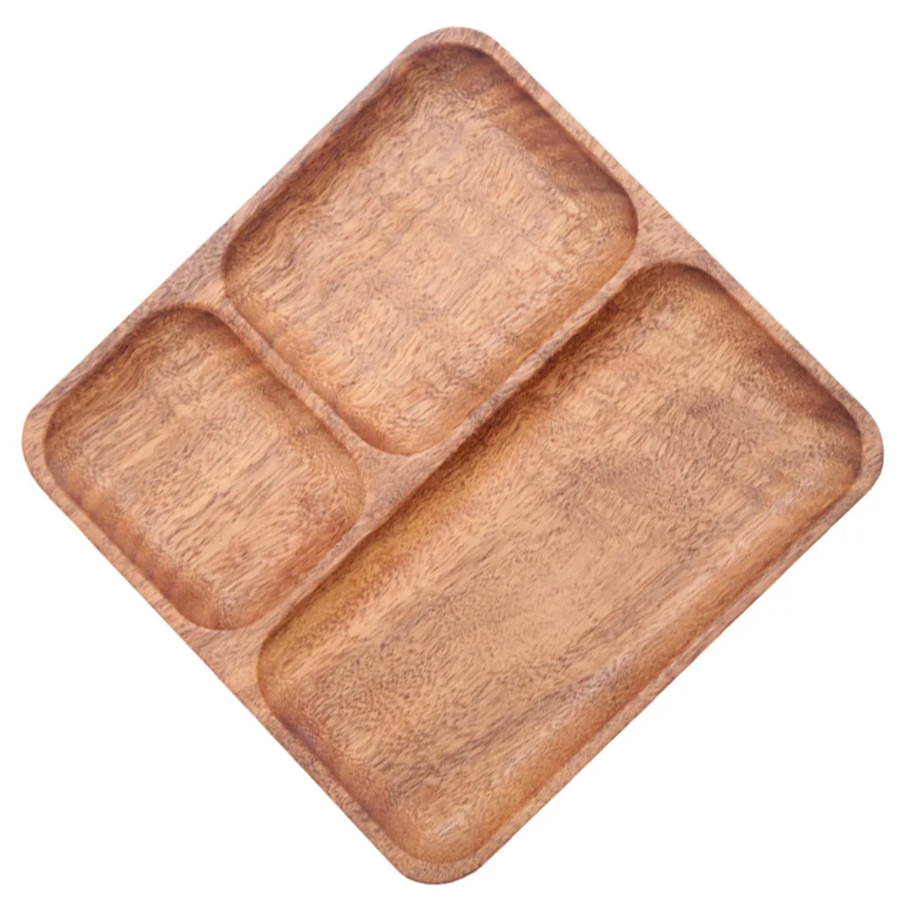 

Wooden Compartmented Dinner Plate Divided Design Easy Clean Household Tableware Great Gift Suitable Different Food Practical