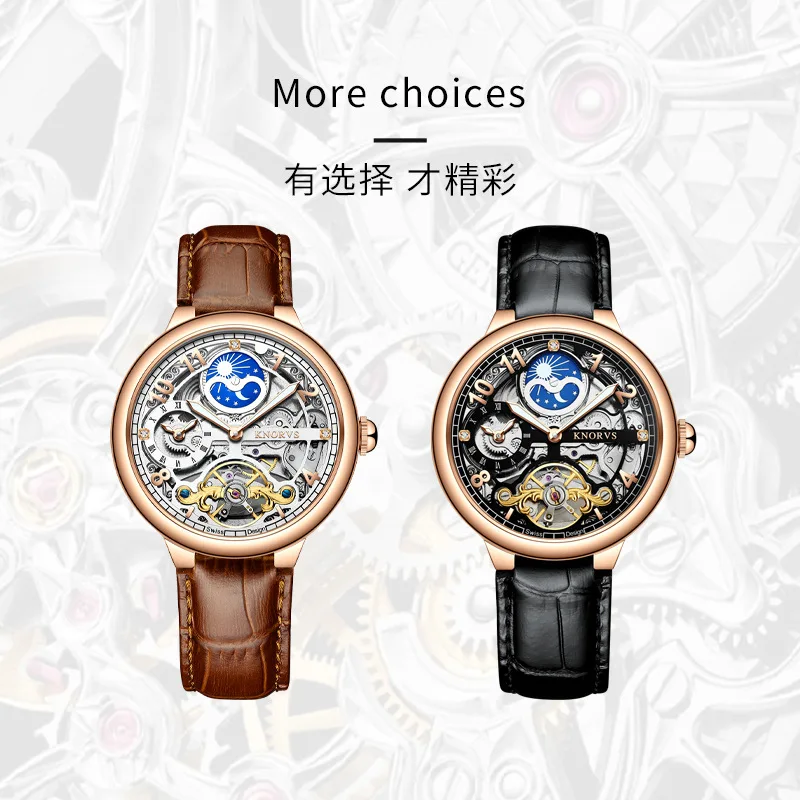 Free ShippingKNORVSAutomatic Hollow 's Mechanical Tourbillon Fashion 's Men's Watch