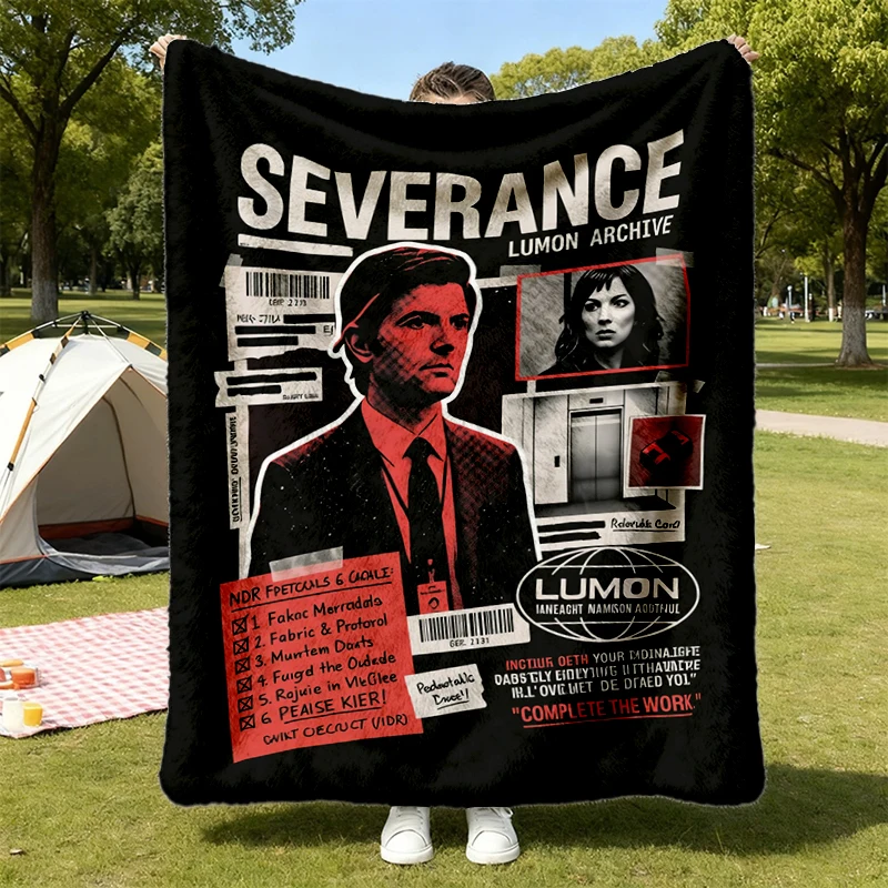 Severance Lumon Industries Graphic Flannel Blanket Mark Scout MDR Department Fan Flannel Throw