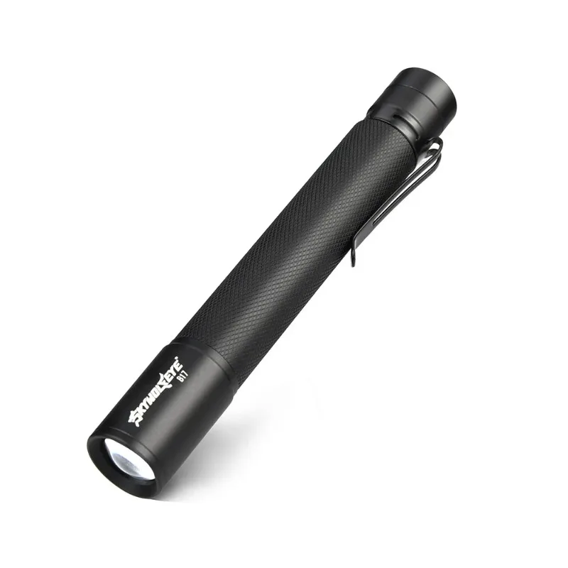 2 AA Battery Powered LED Bright Strong Light Flashlight Portable Outdoor Telescopic Pen Light with Convenient Holder Flashlight