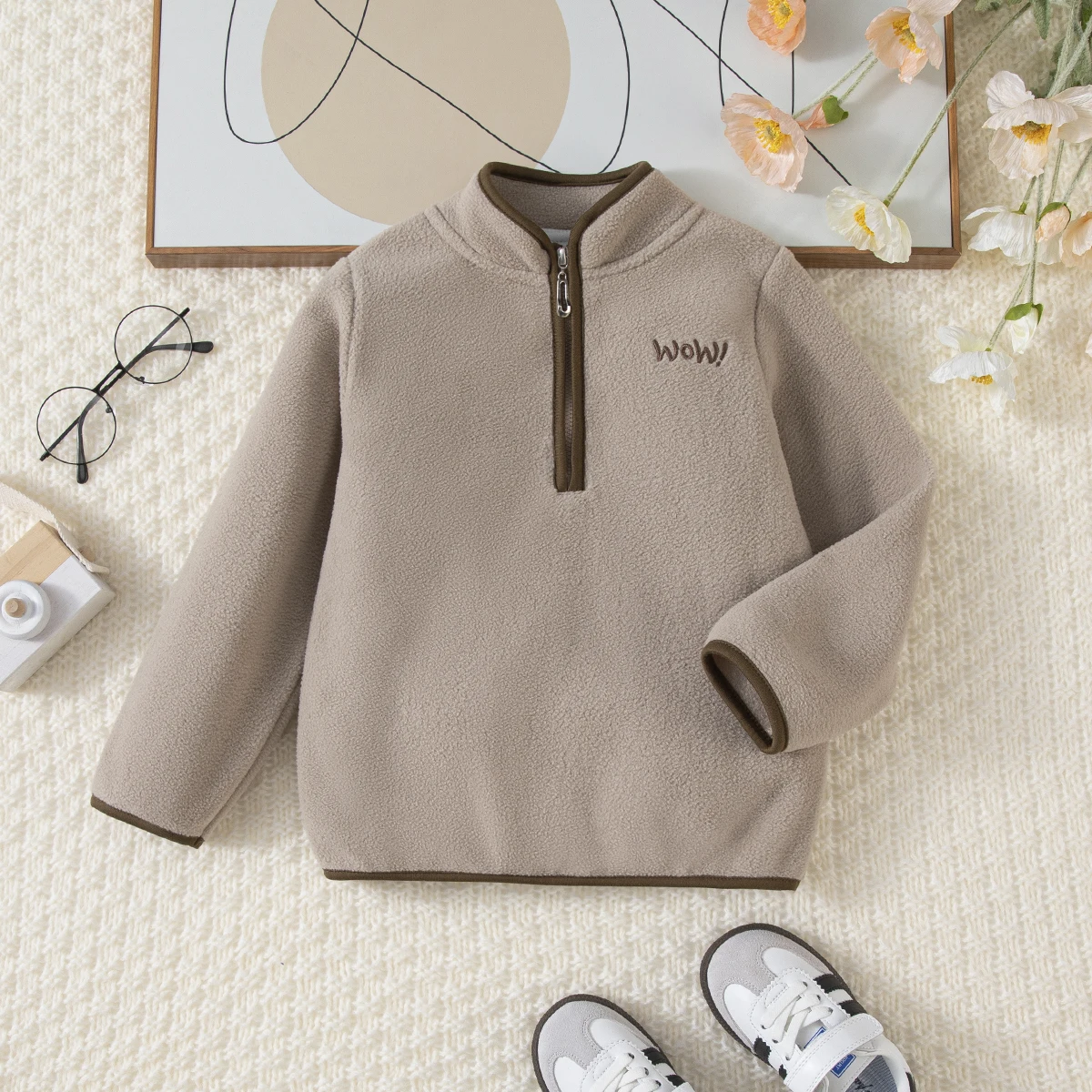 Boys Sweatshirt Half Zipper Hoodie Letter Print Casual Sport Autumn Winter Long Sleeve Small Stand Collar Fashion Outerwear