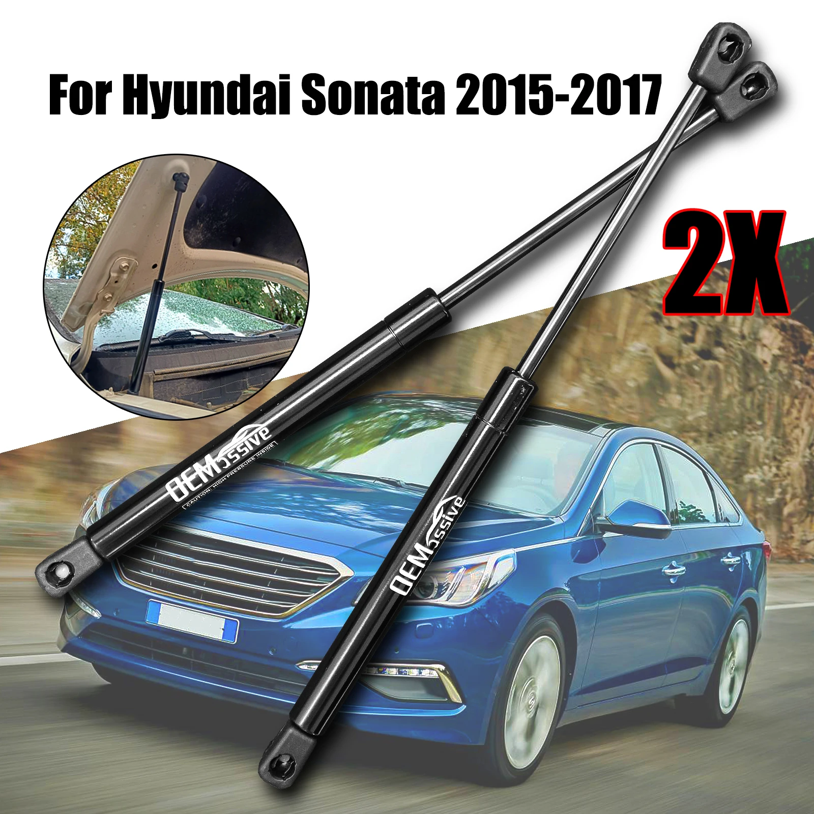 

2Qty Car Hood Gas Spring Struts For Hyundai Sonata 2015 - 2017 Sedan Bonnet Lifter Holder Supports Rods Arms Replacement Shock