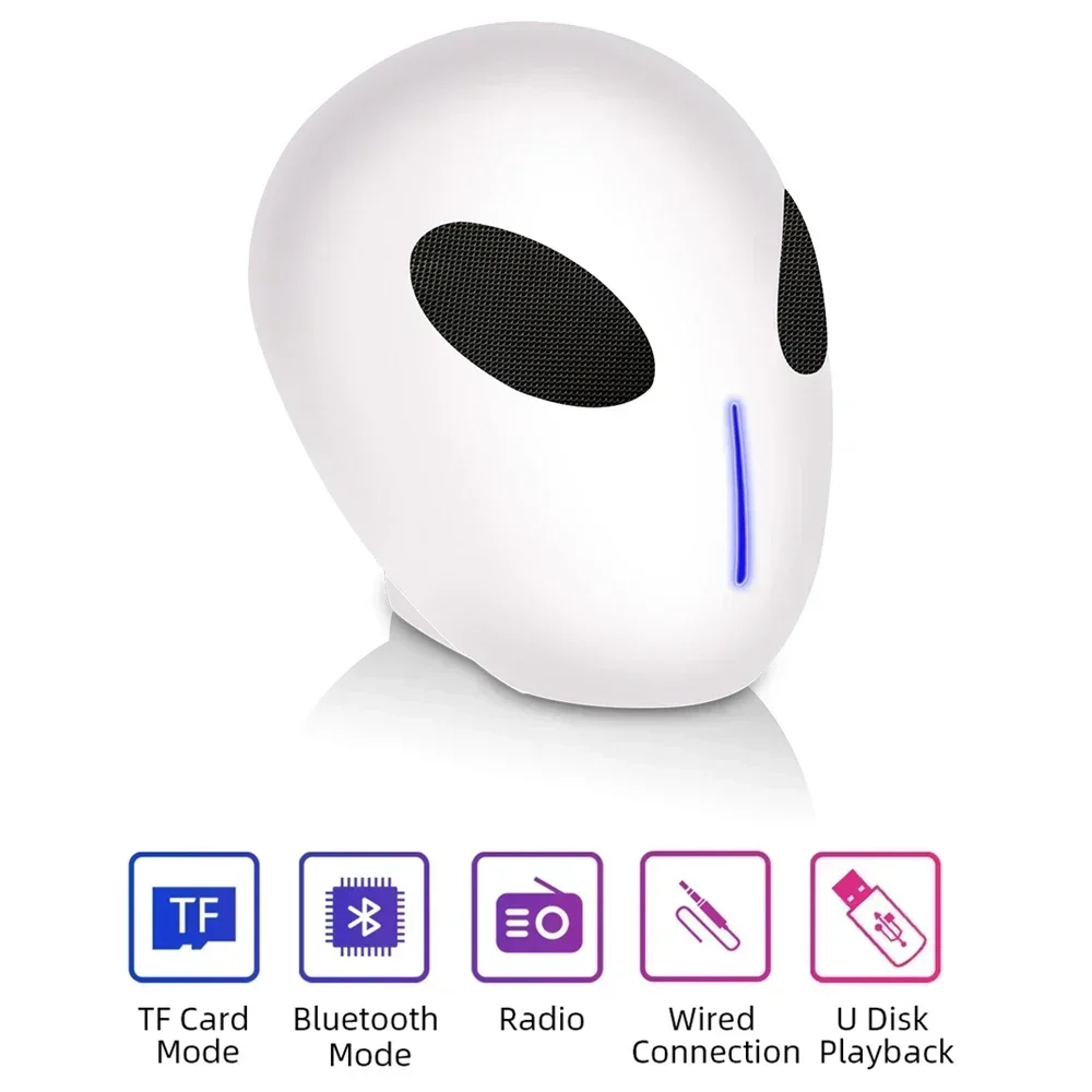 Tf Muziekspeler Usb Afspelen Gift Bluetooth Speaker Alien Hoofd Draadloze Schedel Draagbare Fm Radia Bluetooth Speaker Et