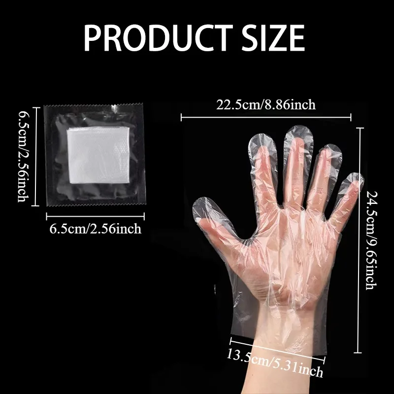 50PCS Disposable Gloves Independent Packaging Transparent Plastic Gloves Household Kitchen Restaurant Cleaning Accessories