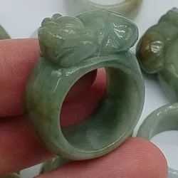 Certified Green Natural Type A Jadeite Carved Dragon Pi Xiu Ring Inner 19.00MM-20.00MM