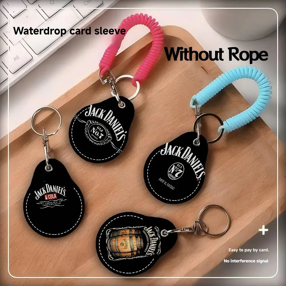 Llavero de control de acceso con logo clásico de whisky J-Jack D-DanielS, llaves de acceso familiar para hotel, cubierta protectora, etiquetas de tarjeta de identificación, llavero