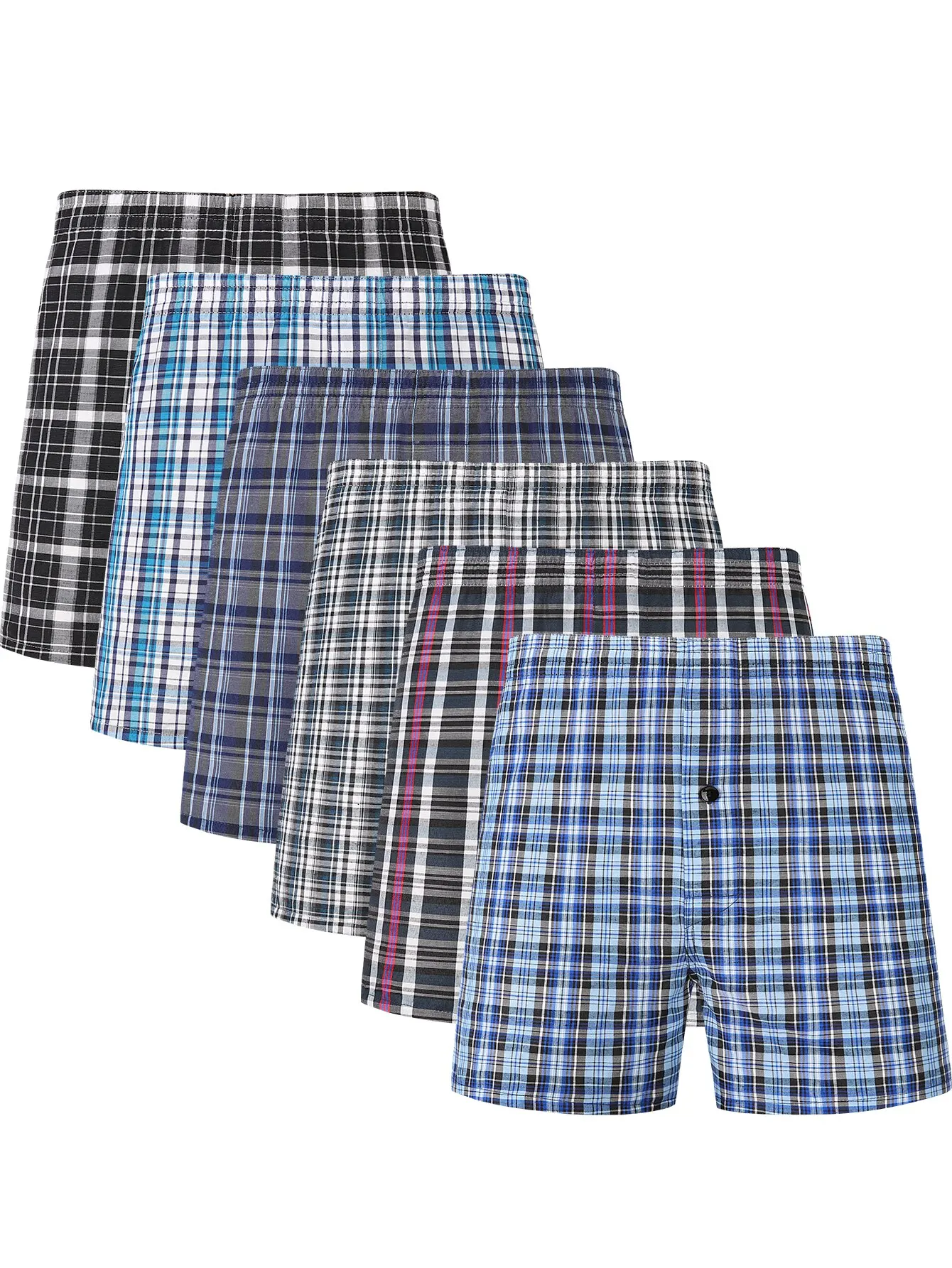 JupiterSecret 6 Pcs Men\'s Woven Boxer Shorts, Elastic Waistband Random Color