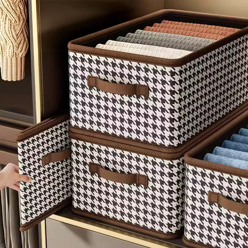 1/2/4pcs Wardrobe Organizer Jeans Storage Box Foldable Clothing Organizer Box with handle Underwear Storage Drawer