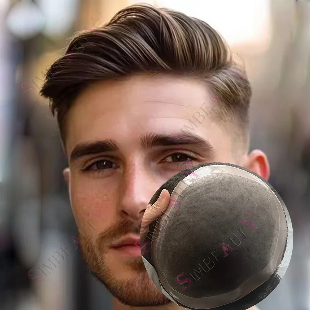 

Men's European 100% Human Hair Light Blonde 30mm Wave Natural Hairline Durable Strong NPU Fine Mono Base Toupee Cheapest Systems