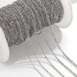 2m 5m 10m Stainless Steel Body Chain For Jewelry Making O Shape Cross Cable Chains DIY Necklace Bracelet Jewelry Findings Bulk