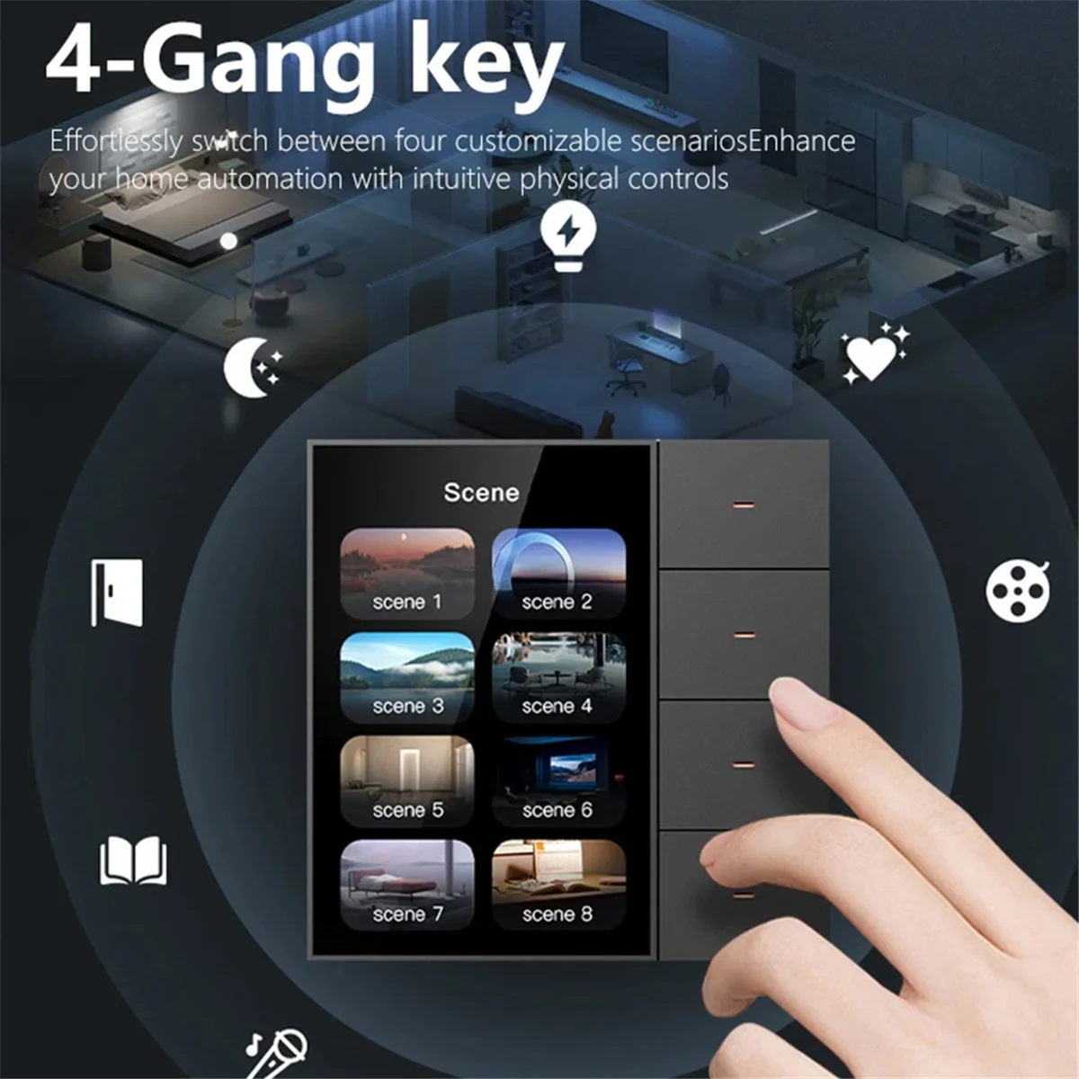 

A55TTuya Zigbee 3.5 Inch Smart Wall Switch Touch Screen 4 Groups Switch 8-Way Scene Radar Sensor Dimming Switch Smart Home C