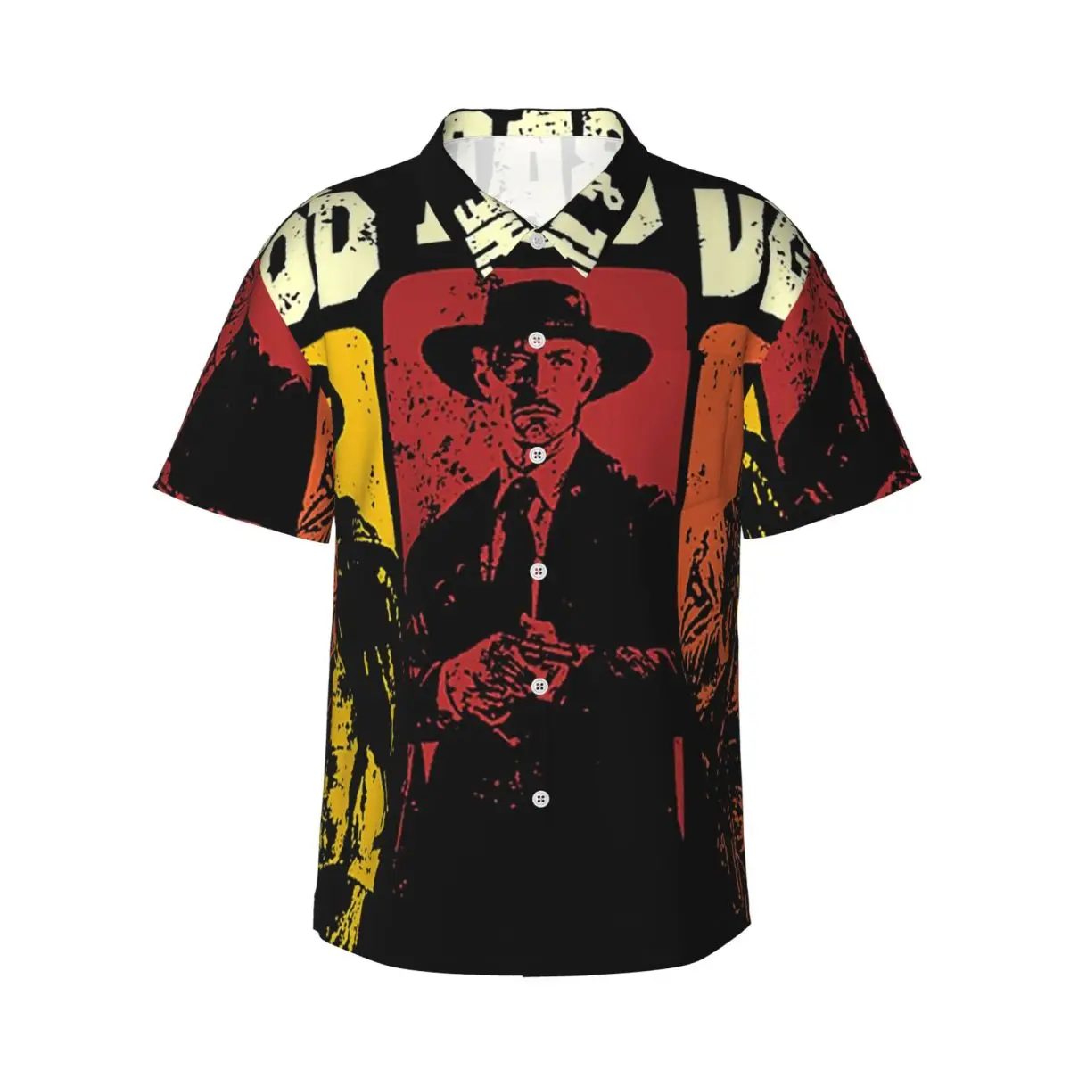 

The Good The Bad And The Ugly Clint Eastwood Men's Shirts Hawaiian Short Sleeve Shirt Funny Lapel Tops for Summer Beach