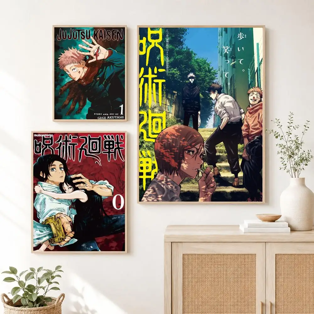 Classic Anime J-Jujutsu K-Kaisen  Poster Self Adhesive Wall Art Decor for Bedroom Living Room Office Home Decor Gift