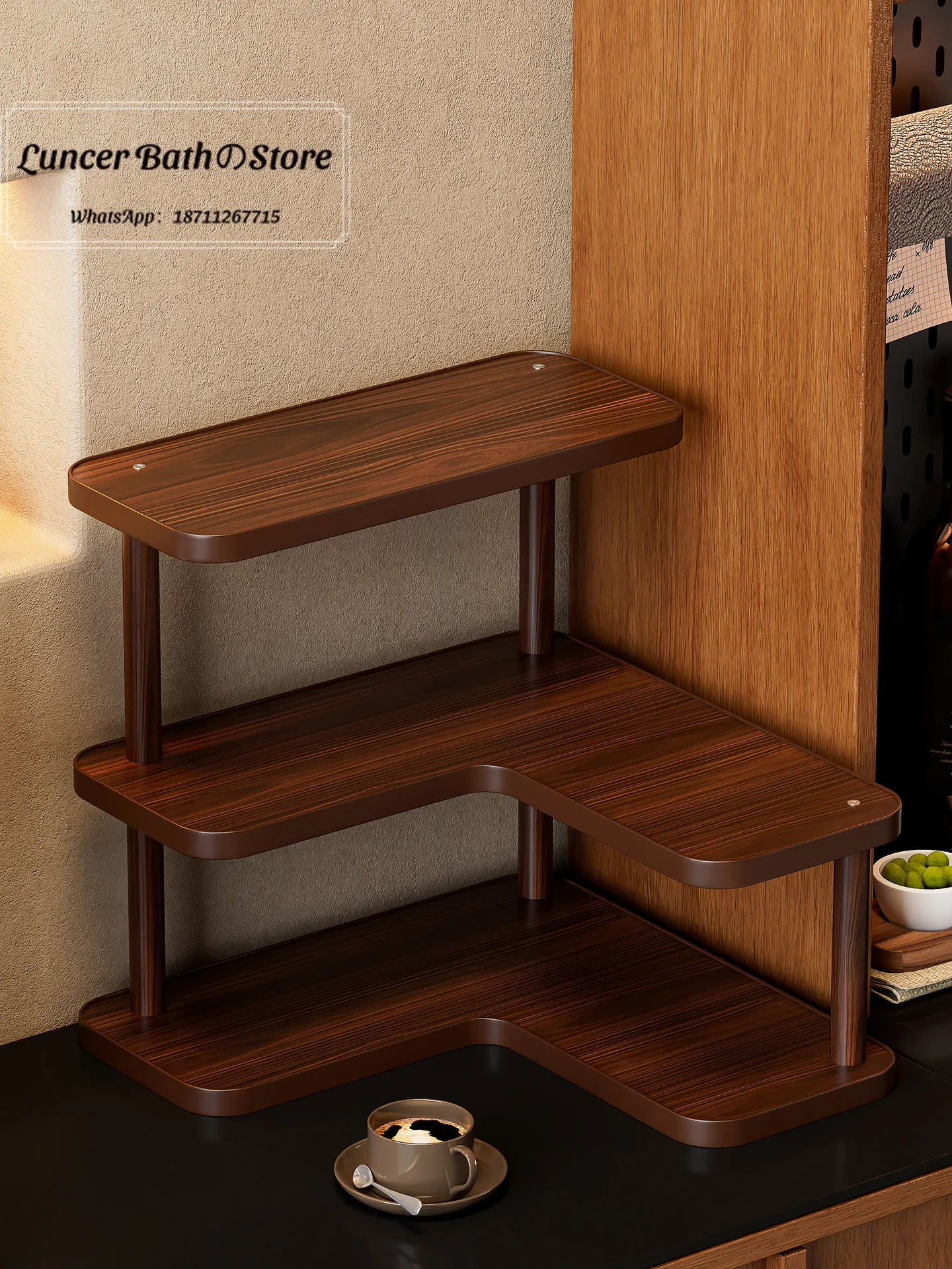 Space Saving Tabletop Corner Shelf Multi-layer Cup Teapot Storage Rack Special Coffee Station Organizer for Home Use