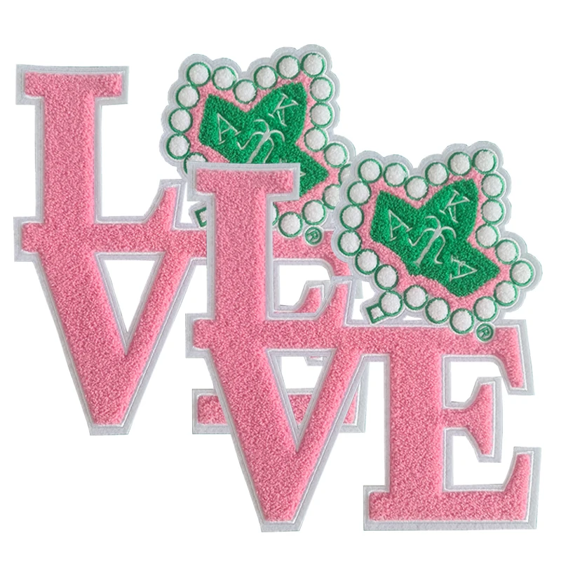 Pretty Ivy pearl Iron on Greek Patch Chenille Sorority AKA Love with Alpha Kappa Alpha Leaf Shield Patch for Sweartshirt