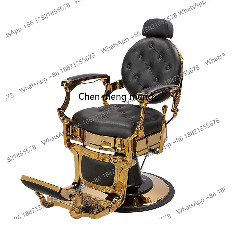 

Golden hair salon chair, gold-plated haircut chair, rotating barbershop chair, hair salon beauty barber chair