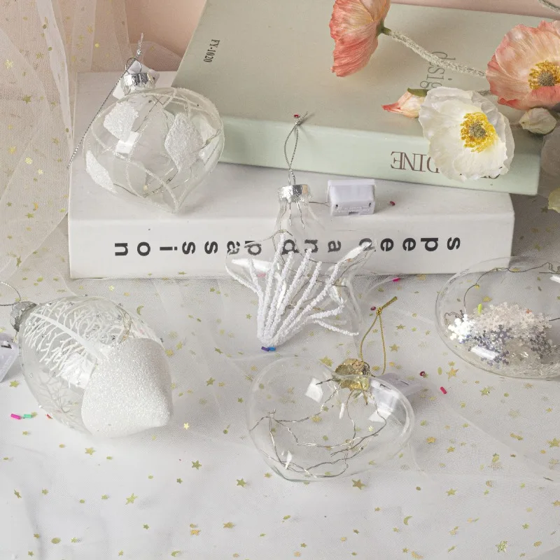 

Christmas transparent glass handicraft pendant glass light ball five-pointed star love Christmas tree atmosphere decoration