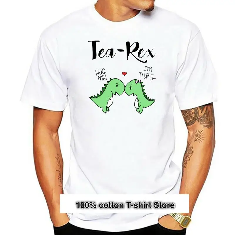 Camisetas de manga corta para hombre, camisetas con Estampado de dinosaurios, te Rex, Hug Me I'm Trying, verano 2024