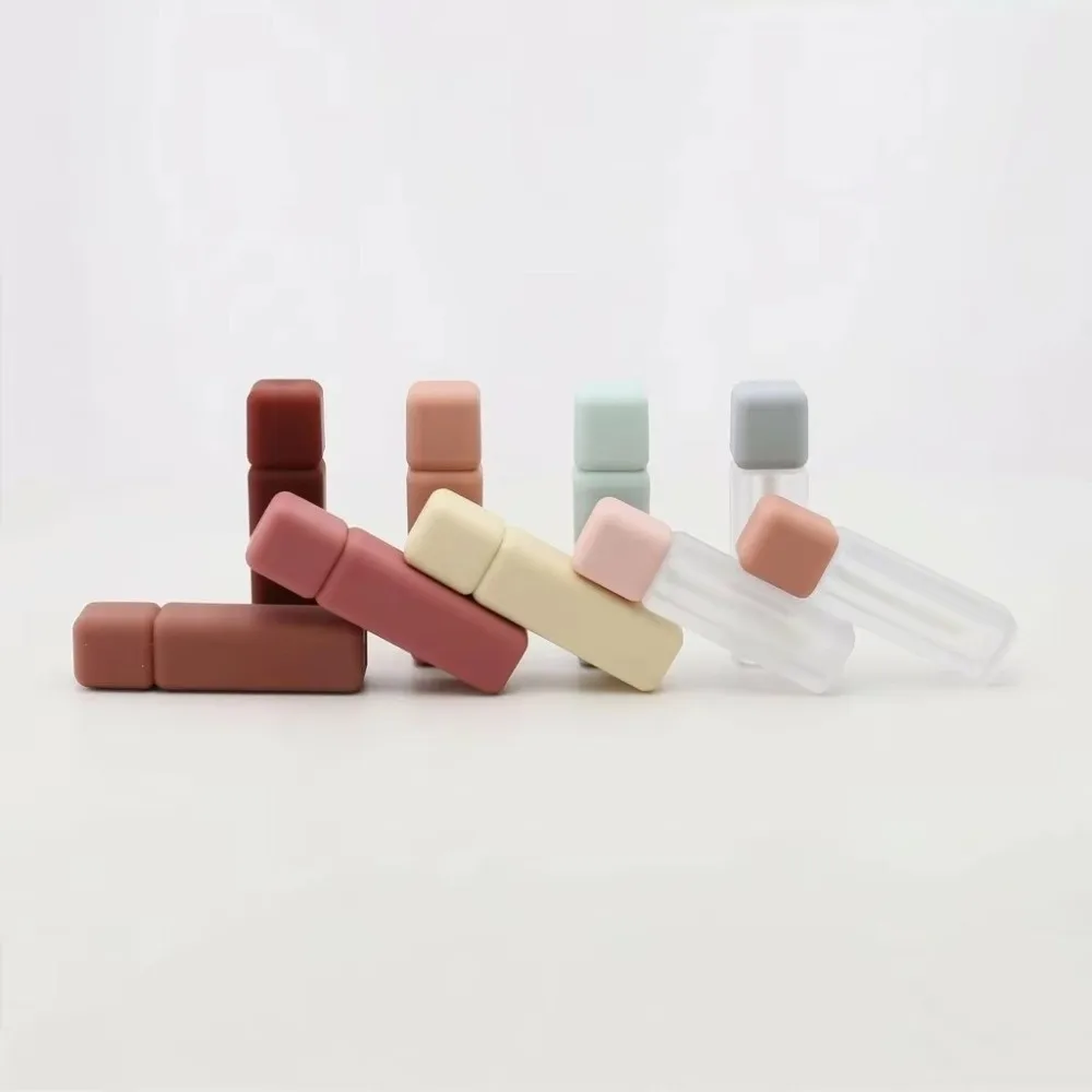 New 5ml Lip Gloss Tube Refillable Wand Applicator Cosmetic Tube Colorful Square Shape Refillable Lip Bottle Cosmetic Samples
