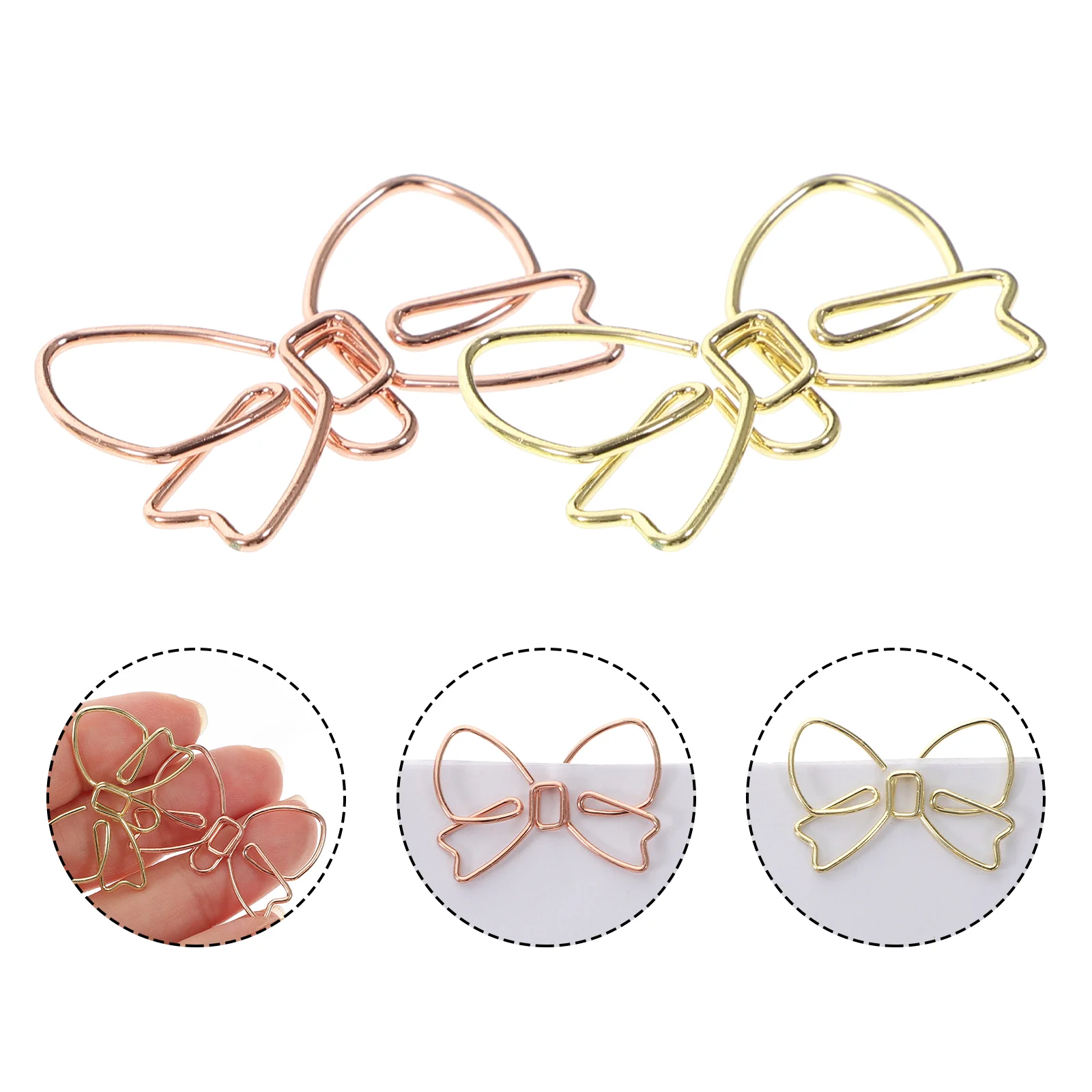 20 Pcs Mini Paper Clip with Bow Bowknot Shaped The Cross Convenient Clips Office