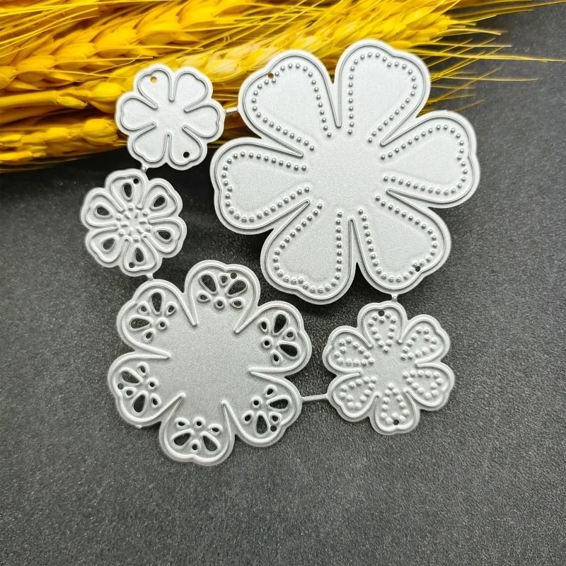 6-Petal Florals 5 in 1 Flowers Embossing Knife Die Metal Cutting Dies for DIY Scrapbook Paper Cards Embossed Decor Craft N84C