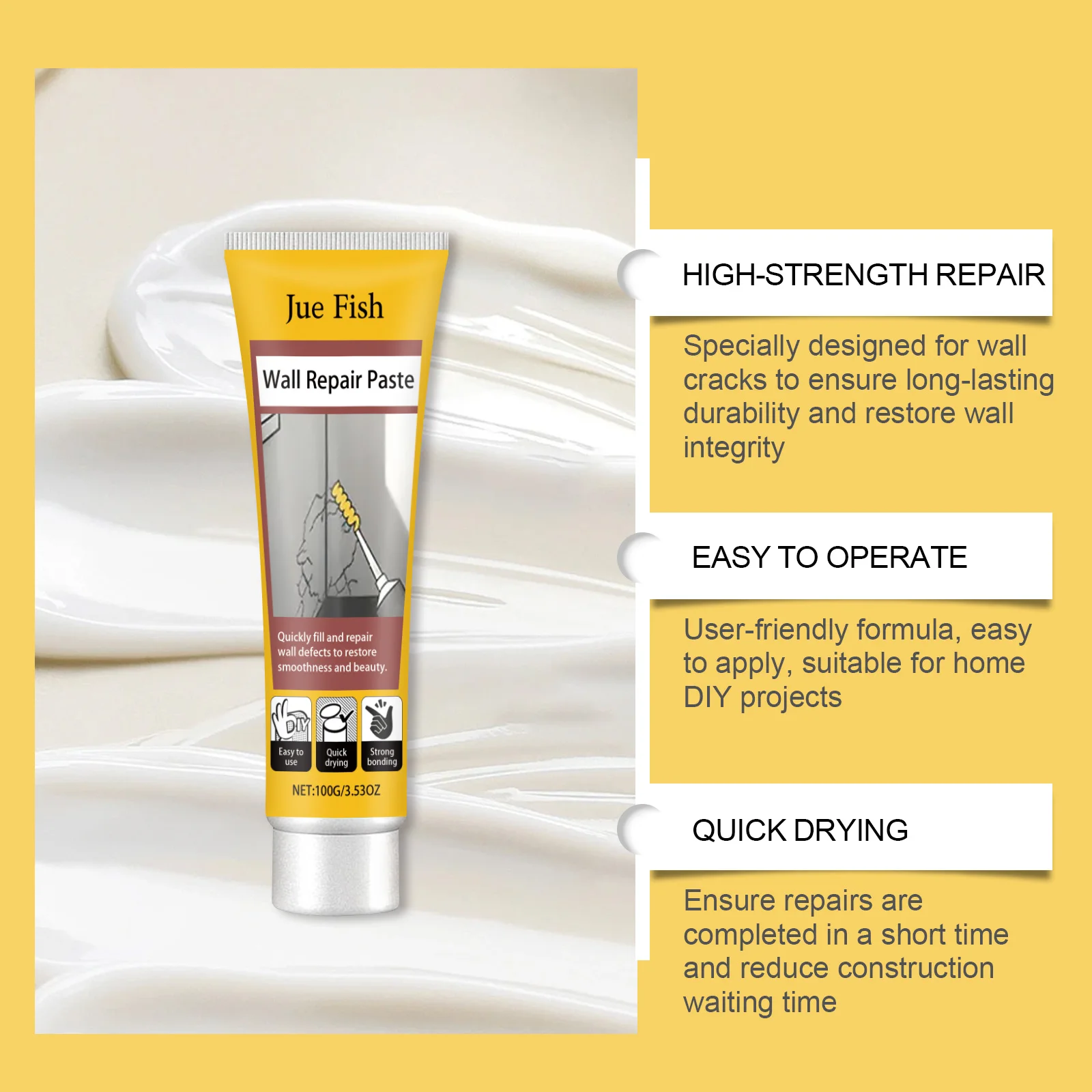 100g Multifunctional กระเบื้องหิน Crack Repair Wall วางกระเบื้องและเคลือบชิปรอยแตก Adhesio อ่างวาง Fix และซ่อมครีม