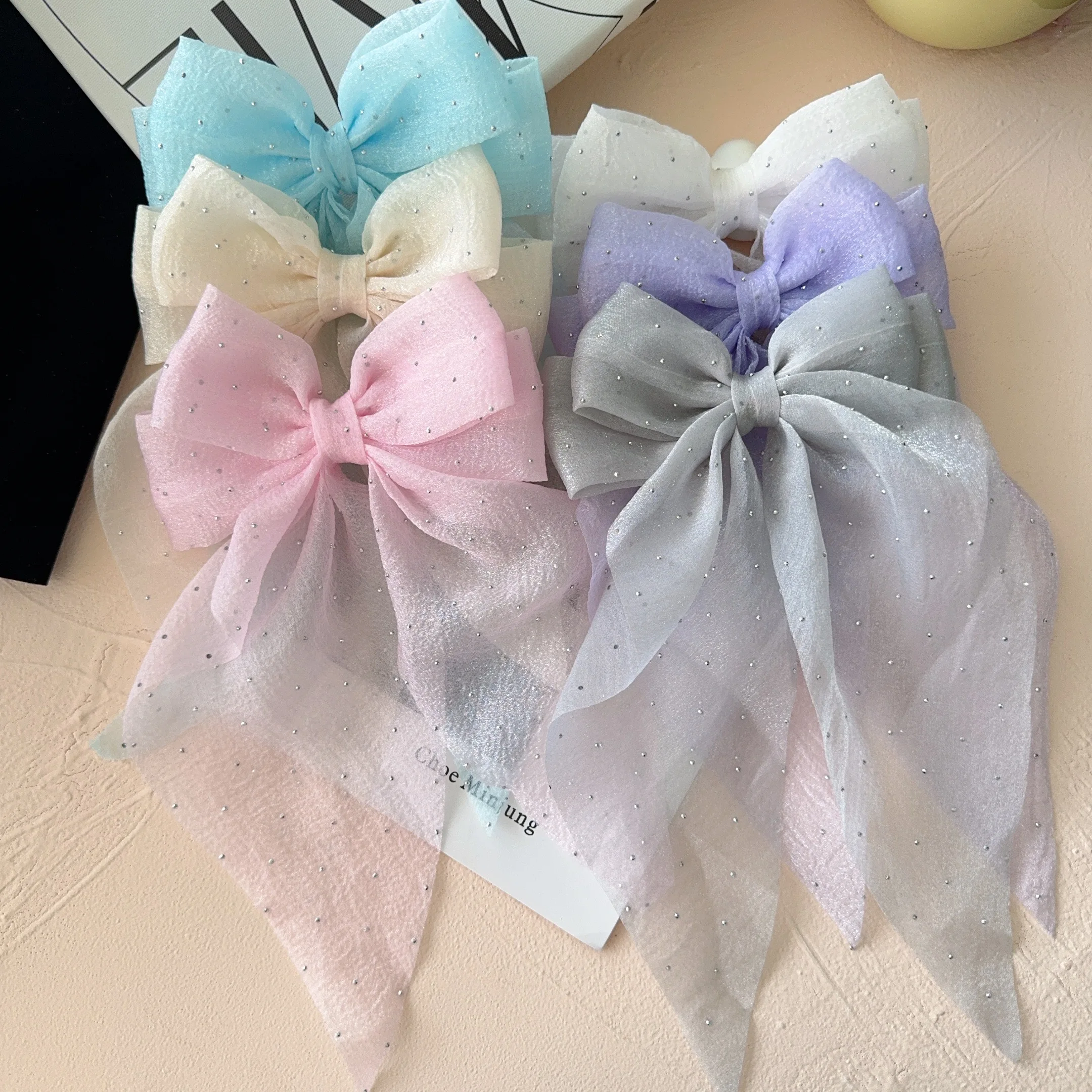 10Colors Elegant Large Bow Ribbon Hair Clip Women Fashion Simple Satin Spring Clip Ponytail Bow Hairpin Girls Hair Accessories