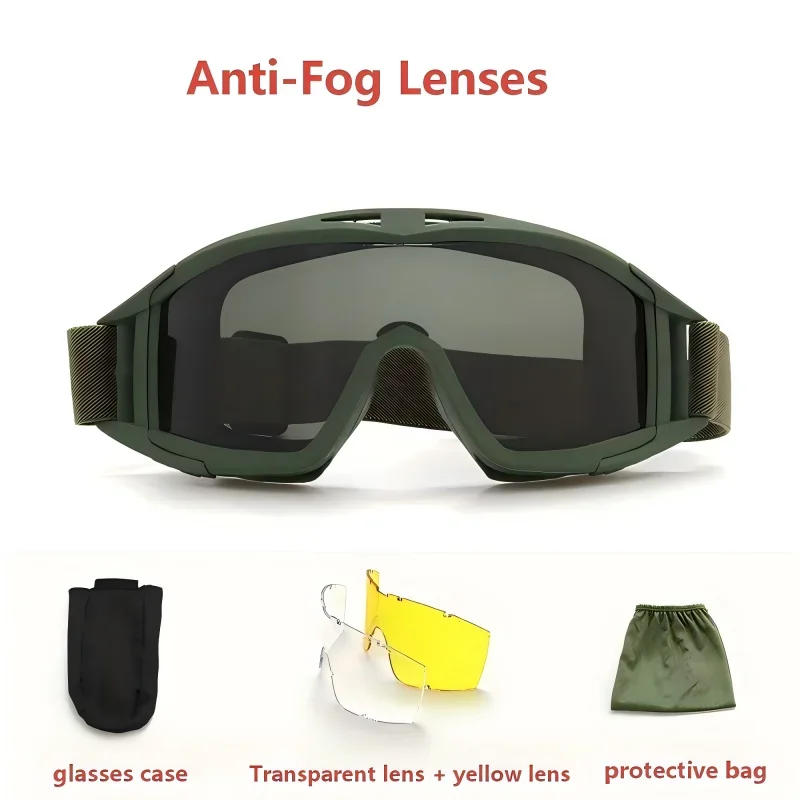Tactical Goggles Mountaineering Shooting Sunglasses Windproof Sand Control Motocross CS Glasses 3 Lenses Rep Anti-Fog