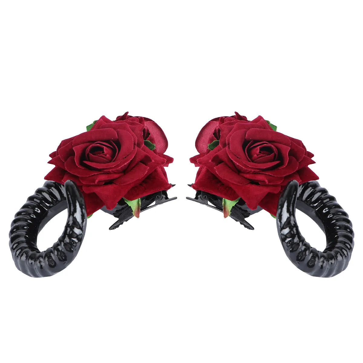 

1Pair Rose Hairpin Sheep Horn Bobby Pin Gothic Hair Jewelry DIY Hair Decoration for Wedding Easter Fancy Dress Party Kids Adults
