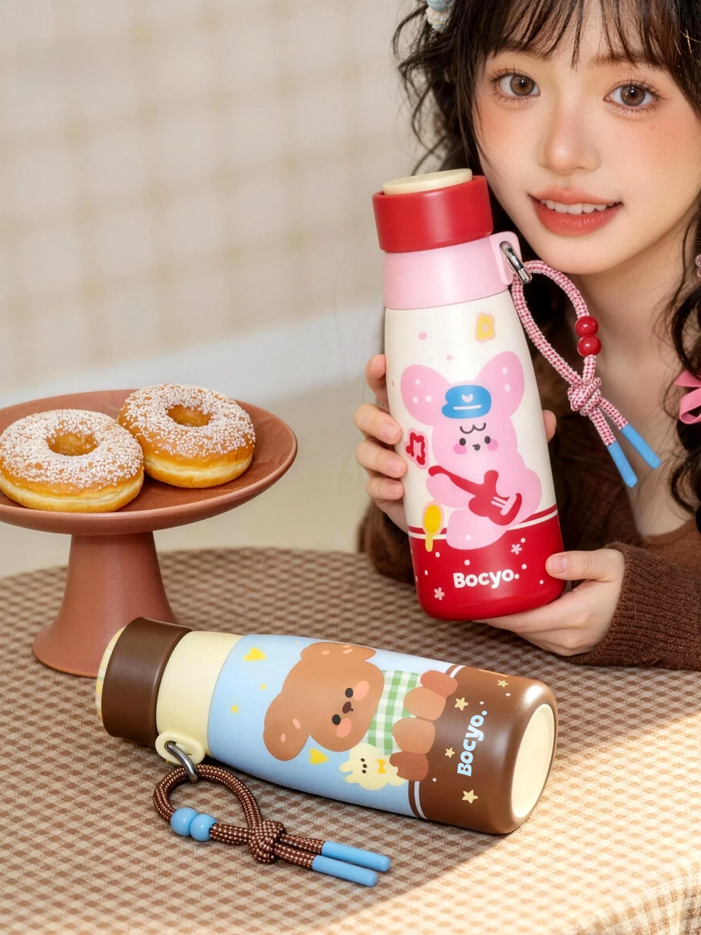 

Bocyo Children's Thermal Cup Straw Cup Portable Student Water Bottle High Aesthetic Value Dual Drinking Coffee Female Special...