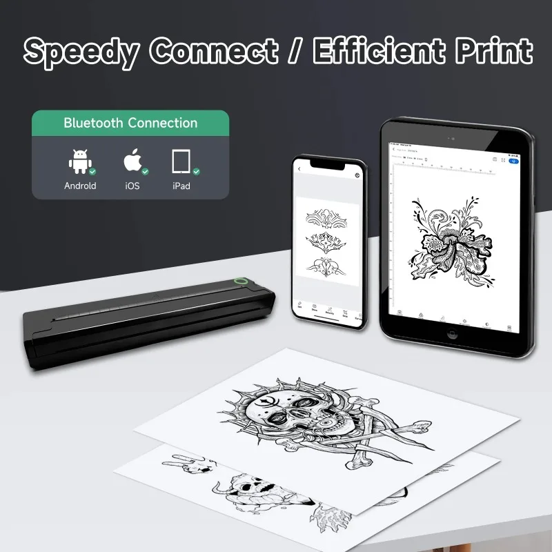 A4 PDF طابعات محمولة الوشم نقل حراري حساس بدون حبر ورقة بلوتوث مستند لاسلكي استخدام الهواتف الذكية مكتب كلمة